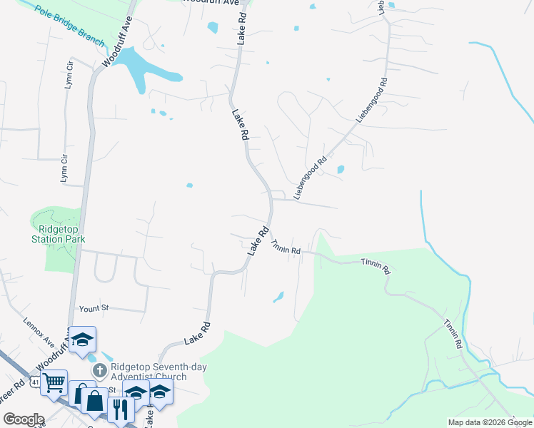 map of restaurants, bars, coffee shops, grocery stores, and more near 1976 Lake Road in Goodlettsville