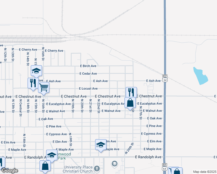 map of restaurants, bars, coffee shops, grocery stores, and more near 2224 East Locust Avenue in Enid