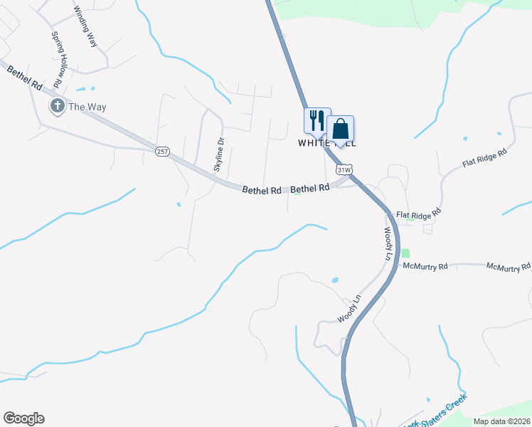 map of restaurants, bars, coffee shops, grocery stores, and more near 7745 Bethel Road in Goodlettsville