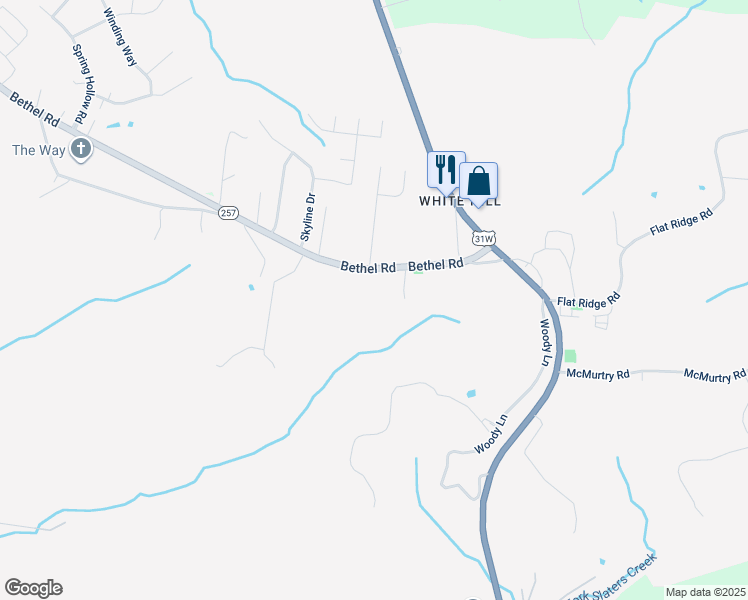 map of restaurants, bars, coffee shops, grocery stores, and more near 7745 Bethel Road in Goodlettsville