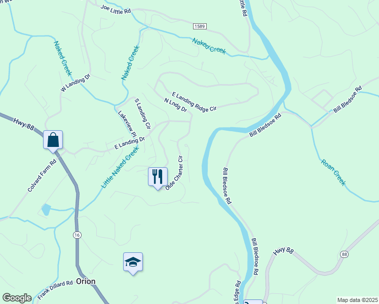 map of restaurants, bars, coffee shops, grocery stores, and more near River Knoll Drive in Jefferson