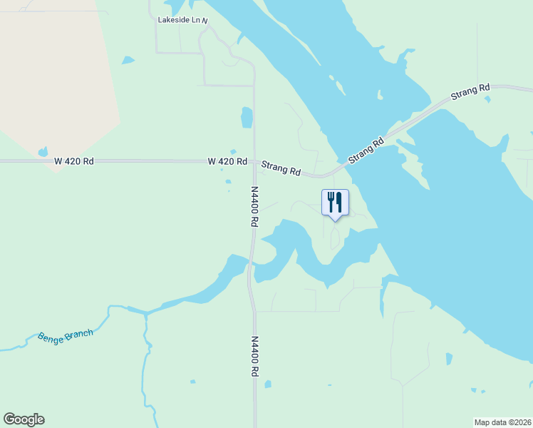 map of restaurants, bars, coffee shops, grocery stores, and more near 5038 East 422 Road in Adair