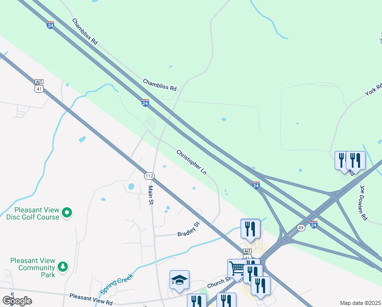 map of restaurants, bars, coffee shops, grocery stores, and more near 2524 Christopher Lane in Pleasant View
