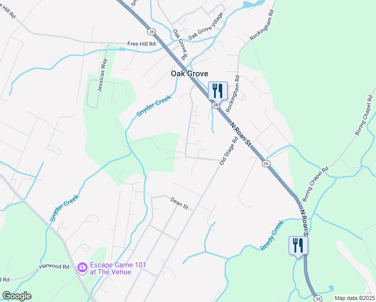 map of restaurants, bars, coffee shops, grocery stores, and more near 152 Oak Grove Road in Gray