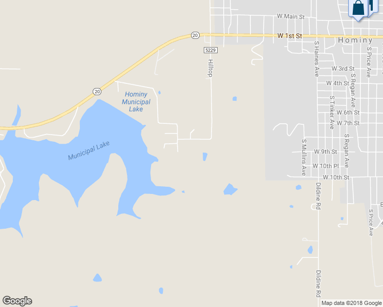 map of restaurants, bars, coffee shops, grocery stores, and more near 640 Hilltop in Hominy