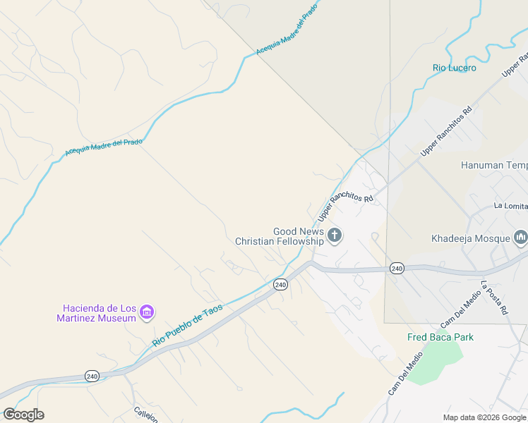 map of restaurants, bars, coffee shops, grocery stores, and more near 724 Lavadie Lane in Taos