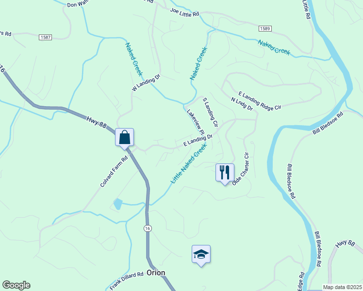 map of restaurants, bars, coffee shops, grocery stores, and more near 309 East Landing Drive in Jefferson