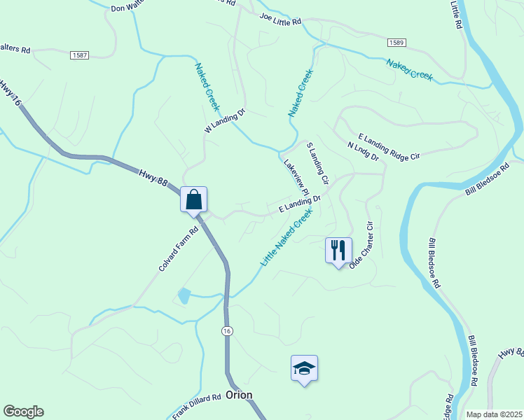 map of restaurants, bars, coffee shops, grocery stores, and more near 309 East Landing Drive in Jefferson