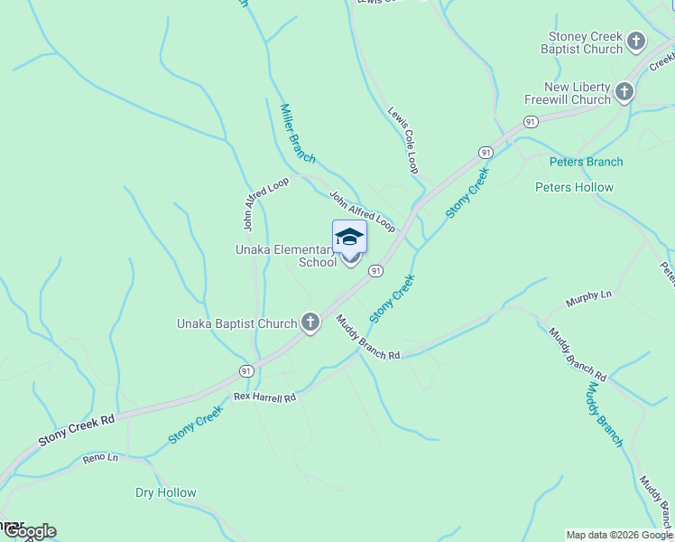 map of restaurants, bars, coffee shops, grocery stores, and more near 120 Unaka Drive in Elizabethton