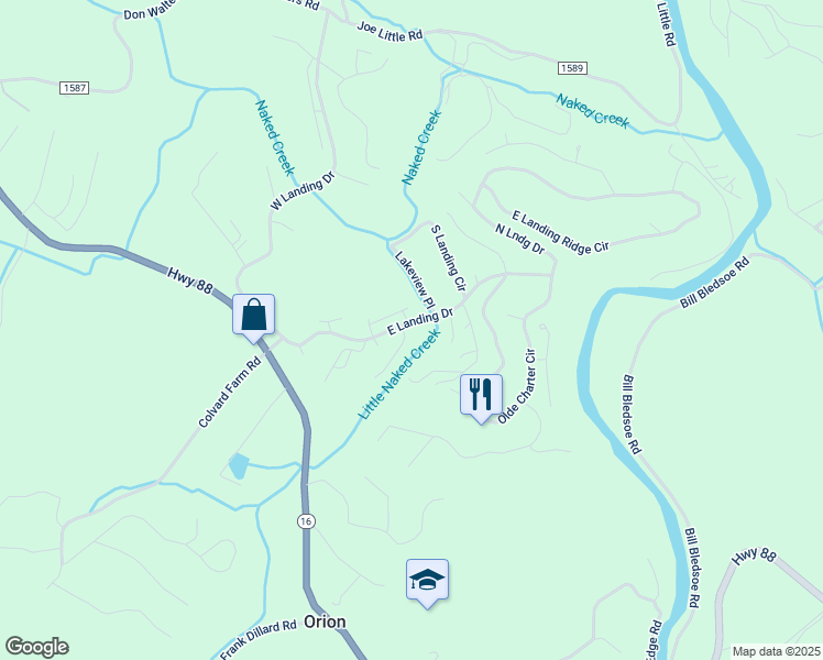 map of restaurants, bars, coffee shops, grocery stores, and more near 109 Muirfield Lane in Jefferson