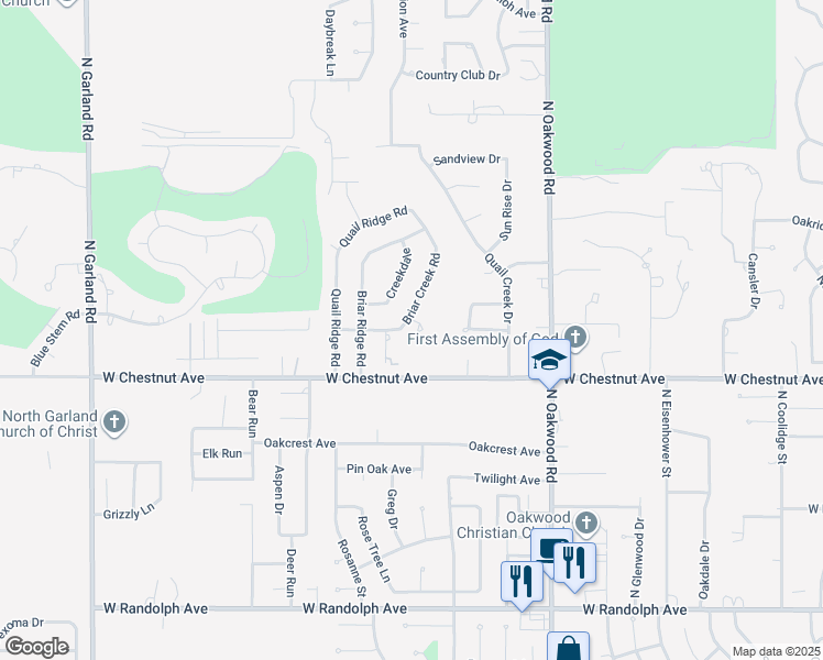 map of restaurants, bars, coffee shops, grocery stores, and more near 917 Willow Creek Place in Enid