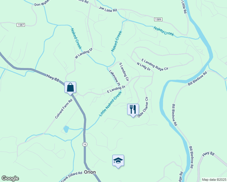 map of restaurants, bars, coffee shops, grocery stores, and more near 109 Muirfield Lane in Jefferson
