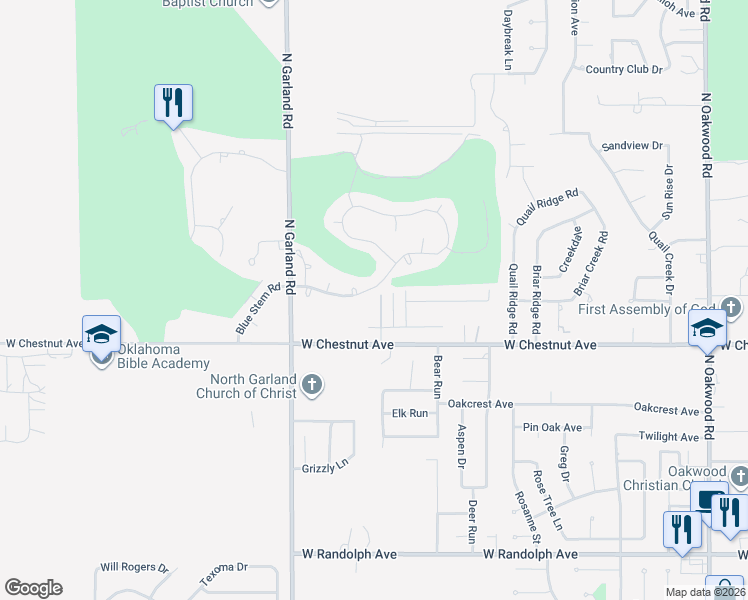 map of restaurants, bars, coffee shops, grocery stores, and more near 5107 Deerfield Avenue in Enid