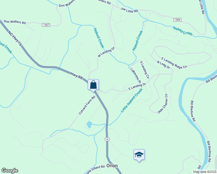 map of restaurants, bars, coffee shops, grocery stores, and more near 193 East Landing Drive in Jefferson