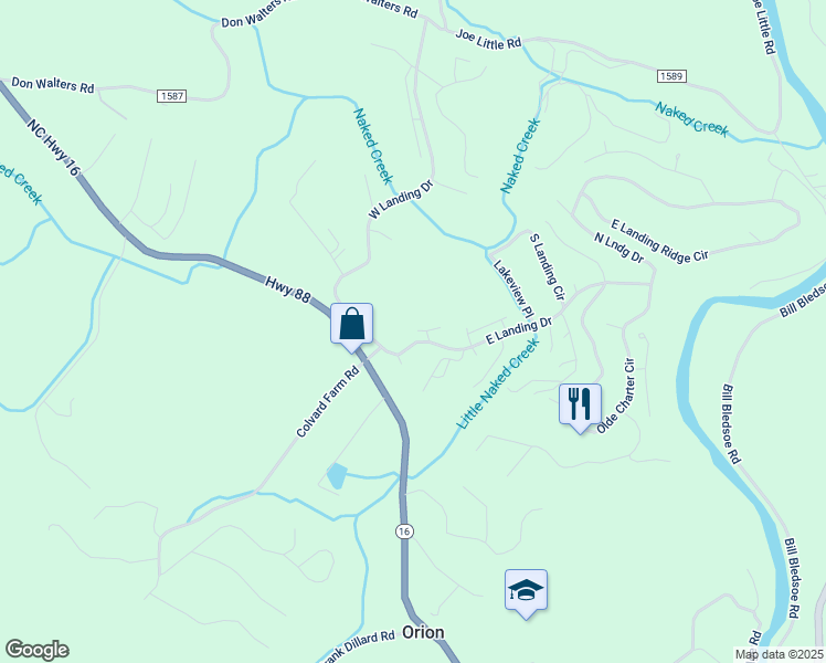 map of restaurants, bars, coffee shops, grocery stores, and more near 193 East Landing Drive in Jefferson