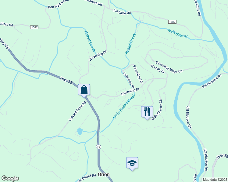 map of restaurants, bars, coffee shops, grocery stores, and more near 311 East Landing Drive in Jefferson