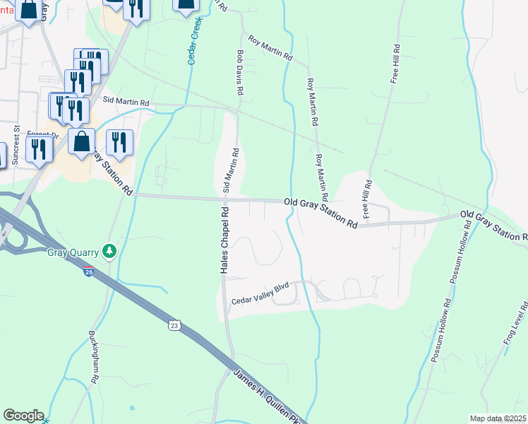 map of restaurants, bars, coffee shops, grocery stores, and more near 1384 Savin Falls in Johnson City