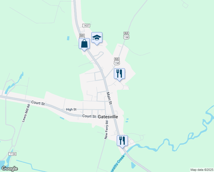 map of restaurants, bars, coffee shops, grocery stores, and more near 404 Main Street in Gatesville