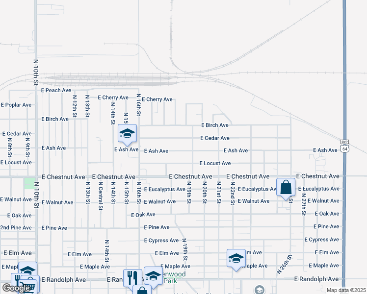 map of restaurants, bars, coffee shops, grocery stores, and more near 1830 East Cedar Avenue in Enid