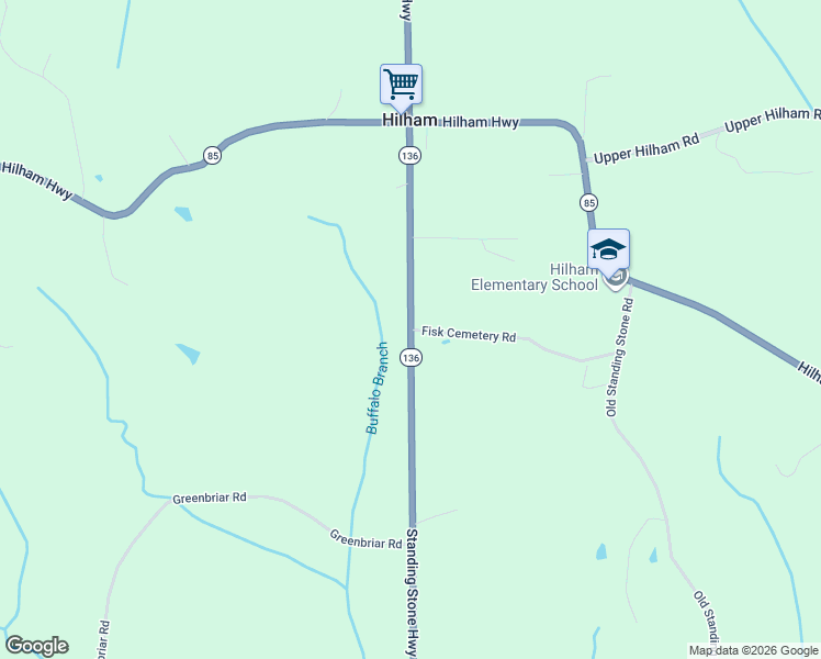 map of restaurants, bars, coffee shops, grocery stores, and more near 157-199 Standing Stone Hwy in Overton