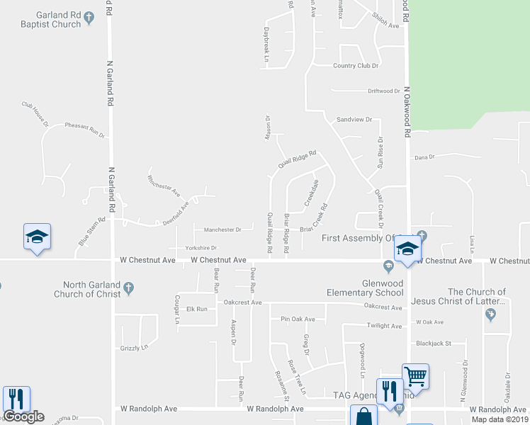 map of restaurants, bars, coffee shops, grocery stores, and more near 1018 Quail Ridge Road in Enid