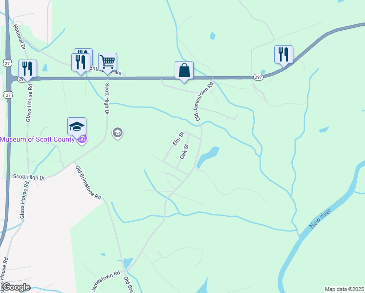 map of restaurants, bars, coffee shops, grocery stores, and more near 151 Oak Street in Helenwood
