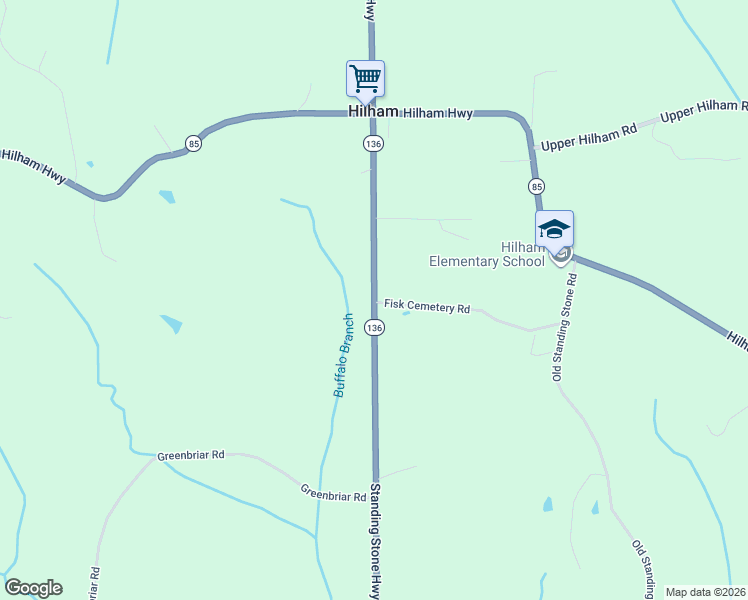 map of restaurants, bars, coffee shops, grocery stores, and more near 199 Standing Stone Hwy in Overton