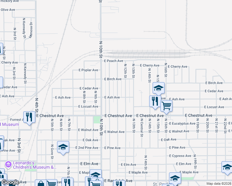 map of restaurants, bars, coffee shops, grocery stores, and more near 1118 North Davis Street in Enid