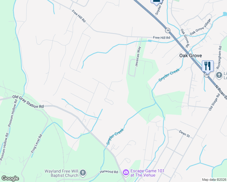 map of restaurants, bars, coffee shops, grocery stores, and more near 115 Shadyrest Drive in Gray