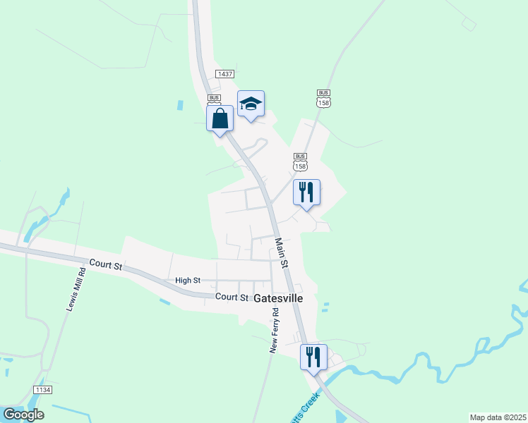 map of restaurants, bars, coffee shops, grocery stores, and more near 404 Main Street in Gatesville