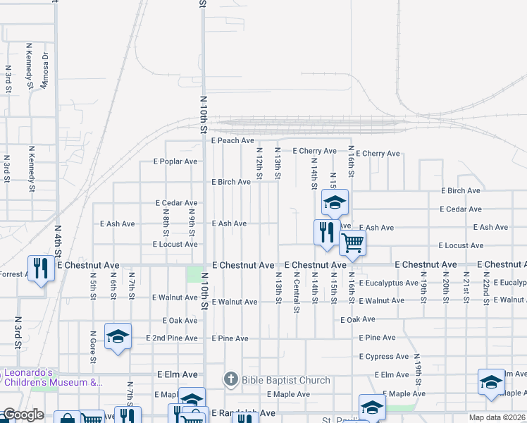 map of restaurants, bars, coffee shops, grocery stores, and more near 1117 North 12th Street in Enid
