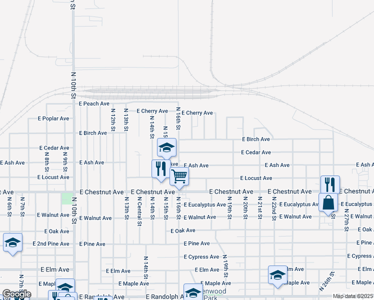 map of restaurants, bars, coffee shops, grocery stores, and more near 1614 East Cedar Avenue in Enid