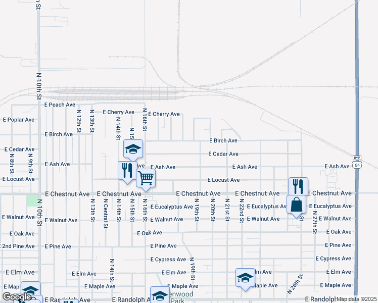 map of restaurants, bars, coffee shops, grocery stores, and more near 1830 East Cedar Avenue in Enid