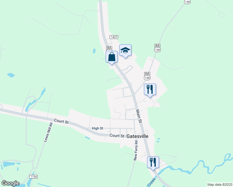 map of restaurants, bars, coffee shops, grocery stores, and more near East Maple Street in Gates County
