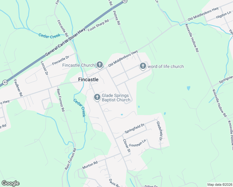 map of restaurants, bars, coffee shops, grocery stores, and more near 206 Brown Crest Road in LaFollette