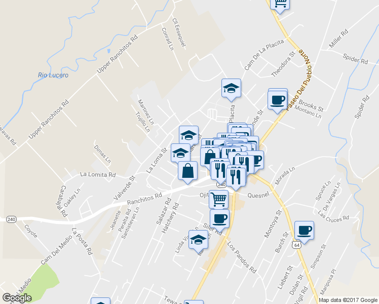 map of restaurants, bars, coffee shops, grocery stores, and more near 218 Don Fernando Street in Taos