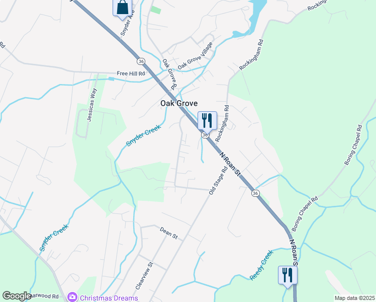 map of restaurants, bars, coffee shops, grocery stores, and more near 1243 Cora Lane in Johnson City