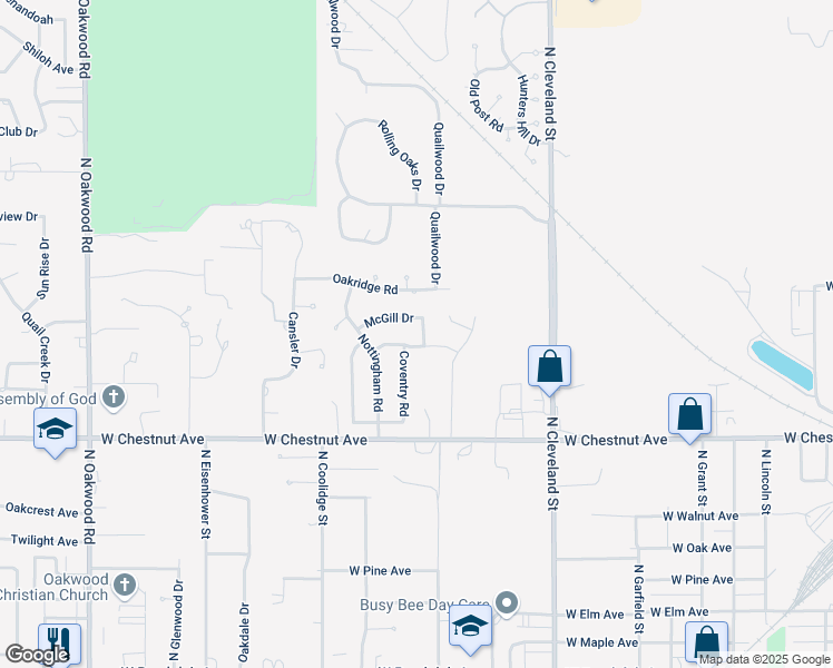 map of restaurants, bars, coffee shops, grocery stores, and more near 2605 Stratford Drive in Enid