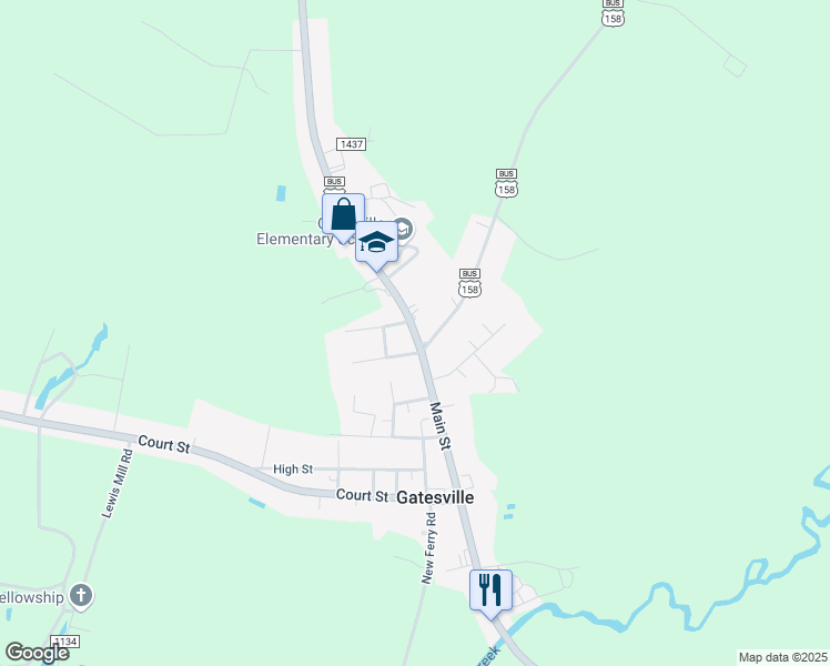 map of restaurants, bars, coffee shops, grocery stores, and more near North Carolina 37 in Gatesville