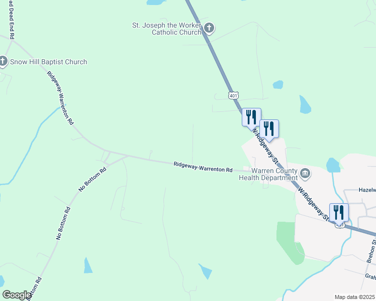 map of restaurants, bars, coffee shops, grocery stores, and more near Ridgeway-Warrenton Road in Warrenton