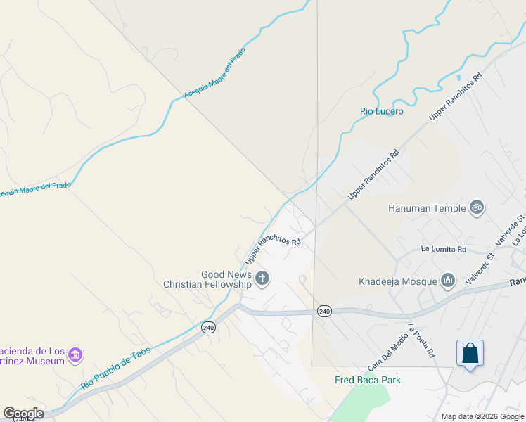 map of restaurants, bars, coffee shops, grocery stores, and more near 854 Upper Ranchitos Road in Taos