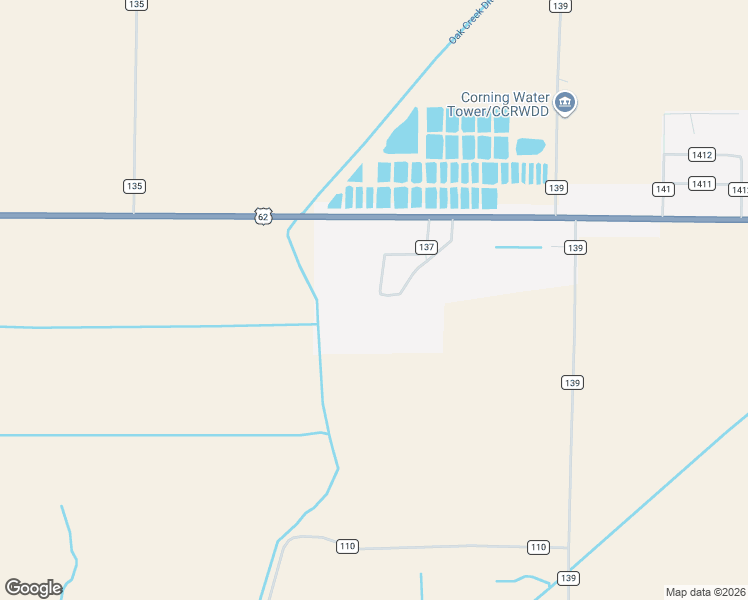 map of restaurants, bars, coffee shops, grocery stores, and more near 126 County Road 137 in Corning
