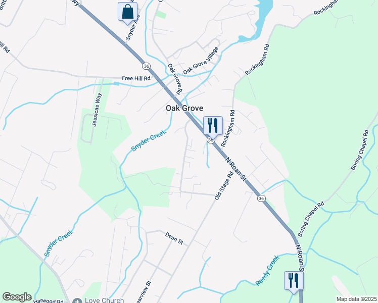 map of restaurants, bars, coffee shops, grocery stores, and more near 108 Chadwick Road in Gray