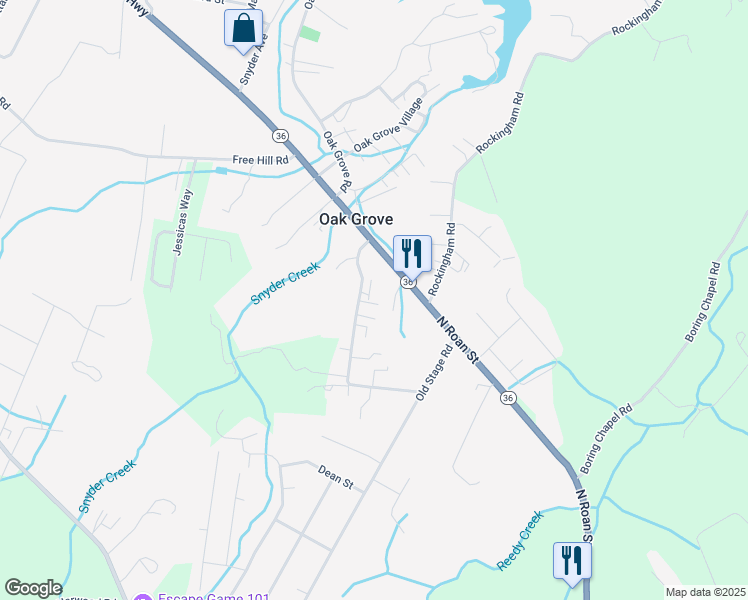 map of restaurants, bars, coffee shops, grocery stores, and more near 108 Chadwick Road in Gray