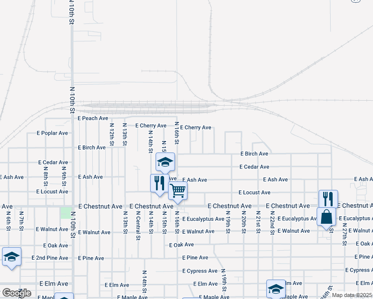 map of restaurants, bars, coffee shops, grocery stores, and more near 1318 North 17th Street in Enid