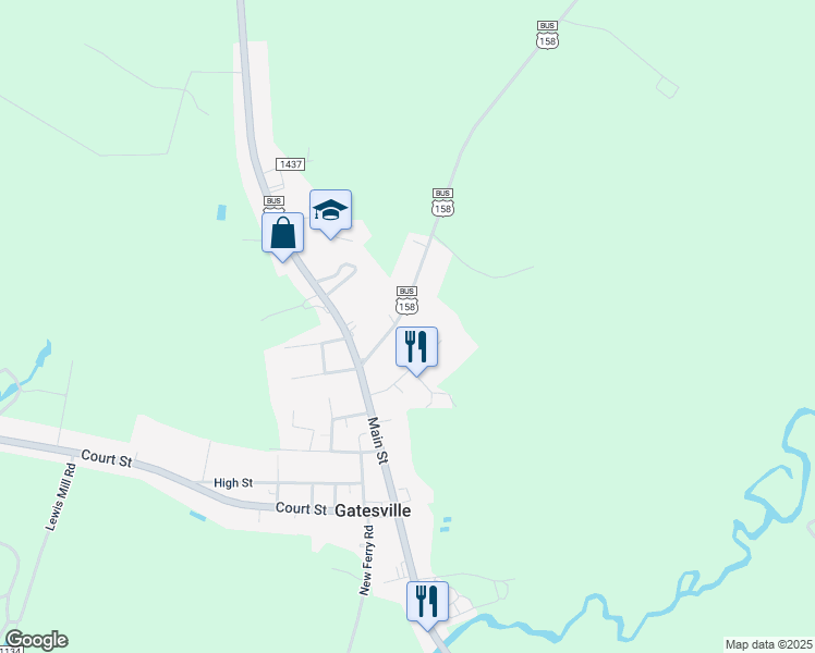map of restaurants, bars, coffee shops, grocery stores, and more near 113 East Maple Street in Gatesville