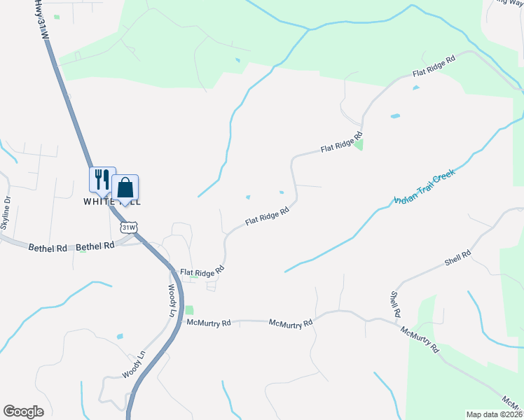 map of restaurants, bars, coffee shops, grocery stores, and more near 171 Flat Ridge Road in Goodlettsville