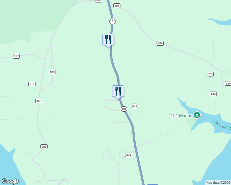 map of restaurants, bars, coffee shops, grocery stores, and more near 3726 Arkansas 101 in Gamaliel