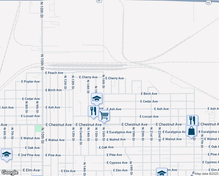 map of restaurants, bars, coffee shops, grocery stores, and more near 1318 North 17th Street in Enid