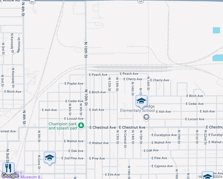 map of restaurants, bars, coffee shops, grocery stores, and more near 1309 North 12th Street in Enid